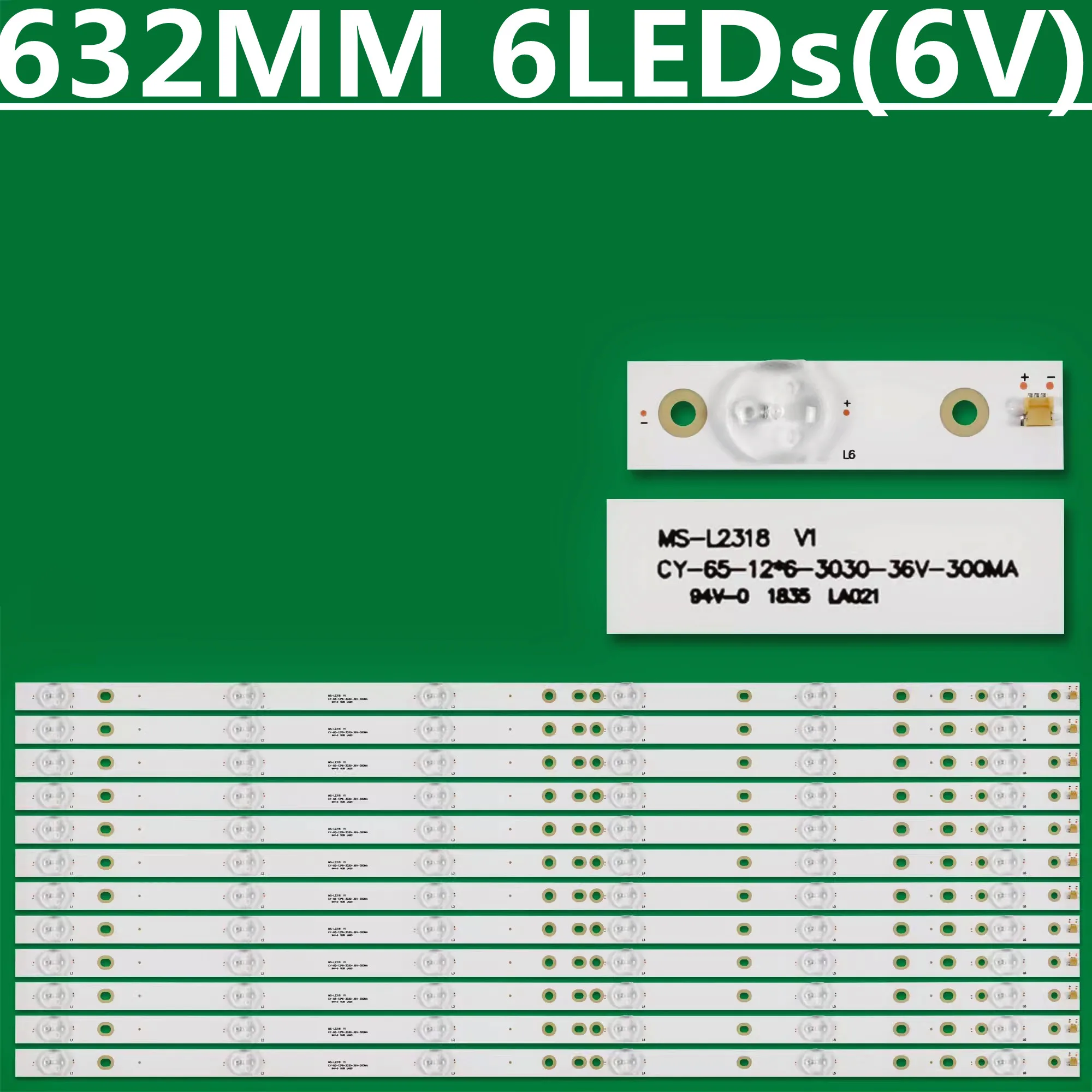 

5Kit=60PCS LED Backlight Strip 6Lamps For MS-L2318 V1 CY-65-12*6-3030-36V-300M