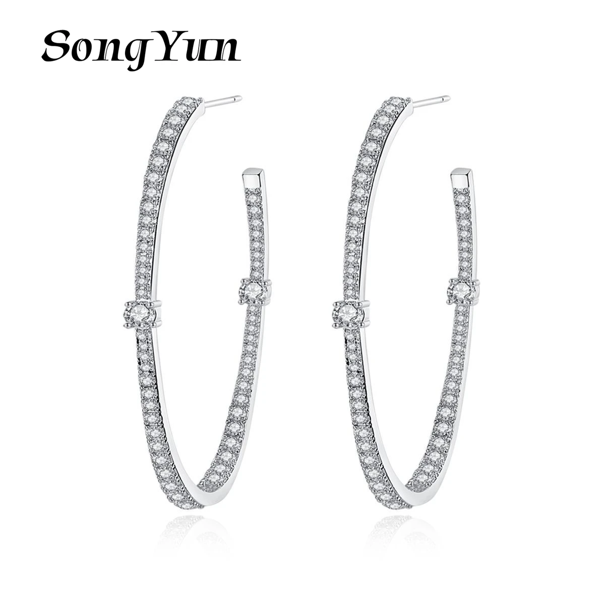

SongYun Jewelry Manufacturer MHT Stud Drop Earrings Copper Inlaid Zircons Earrings European And American Oval Women Jewelry