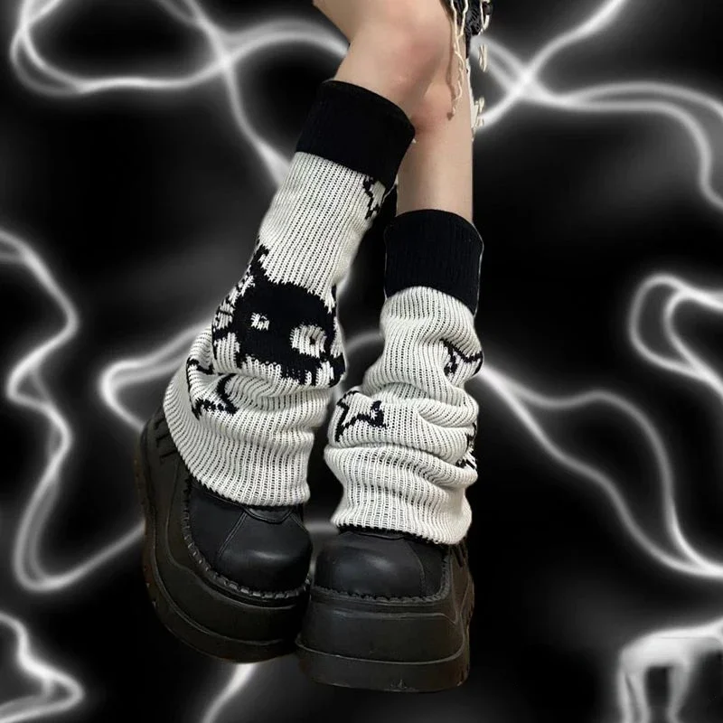 Subkultur y2k Punk Streetwear lose Socken Herbst Winter warme Mode Harajuku Beinlinge japanische Gothic Grafik Fuß abdeckung