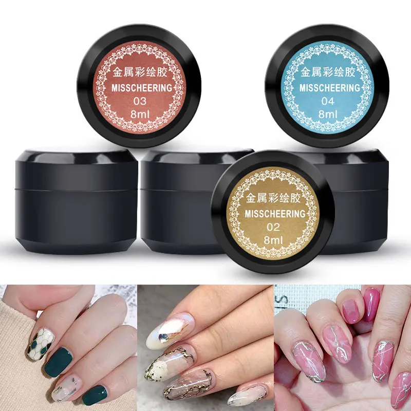 

1 pc 8ml Gold Silver Mirror 3D Metal Nail Art Painting UV Gel Nail Polish