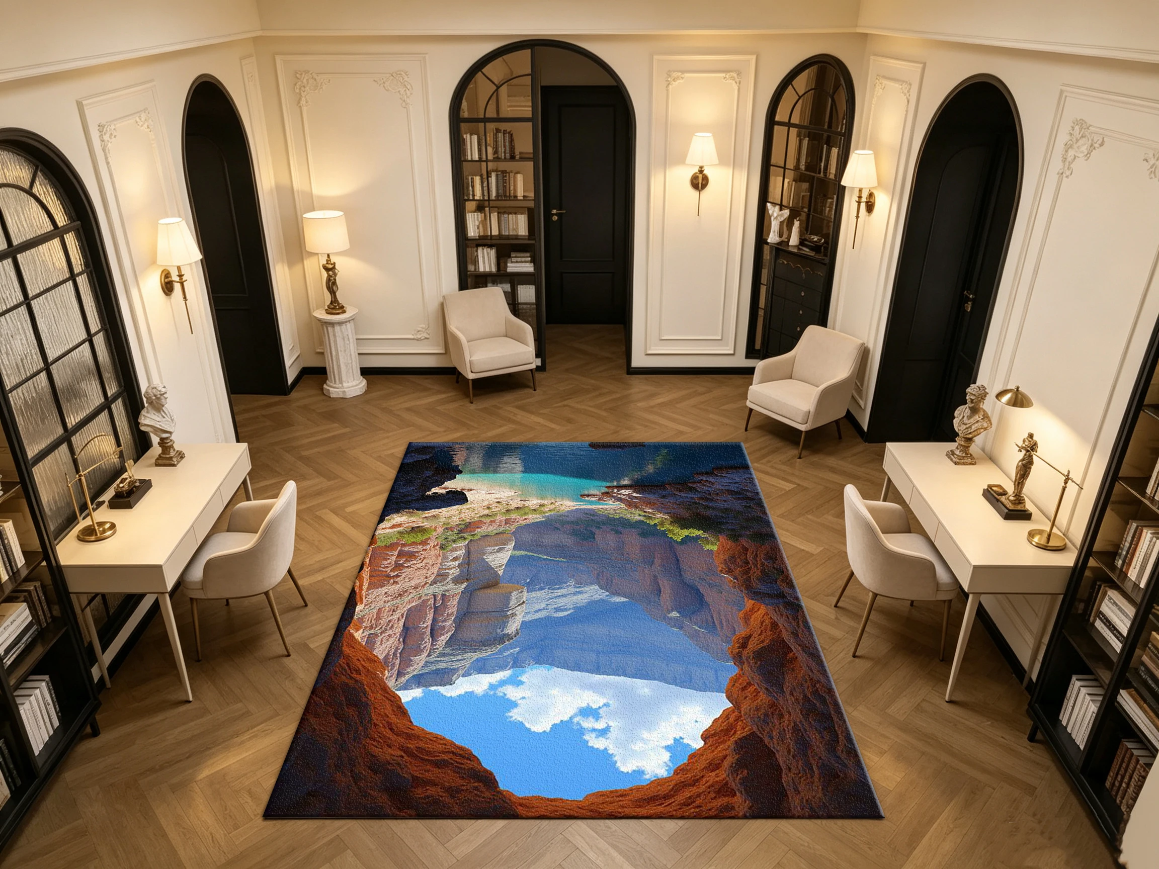 Cave Canyon Turquoise River Mountain Landscape Carpet Flooring Natural Rock Scenery Household Indoor Decor Floor Rug