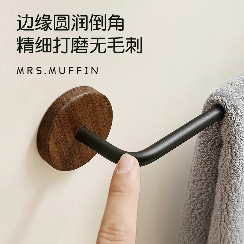 Вешалка для полотенец из орехового дерева в античном стиле, не перфорированная одинарная штанга, минималистичная вешалка для полотенец для ванной комнаты, вешалка для полотенец