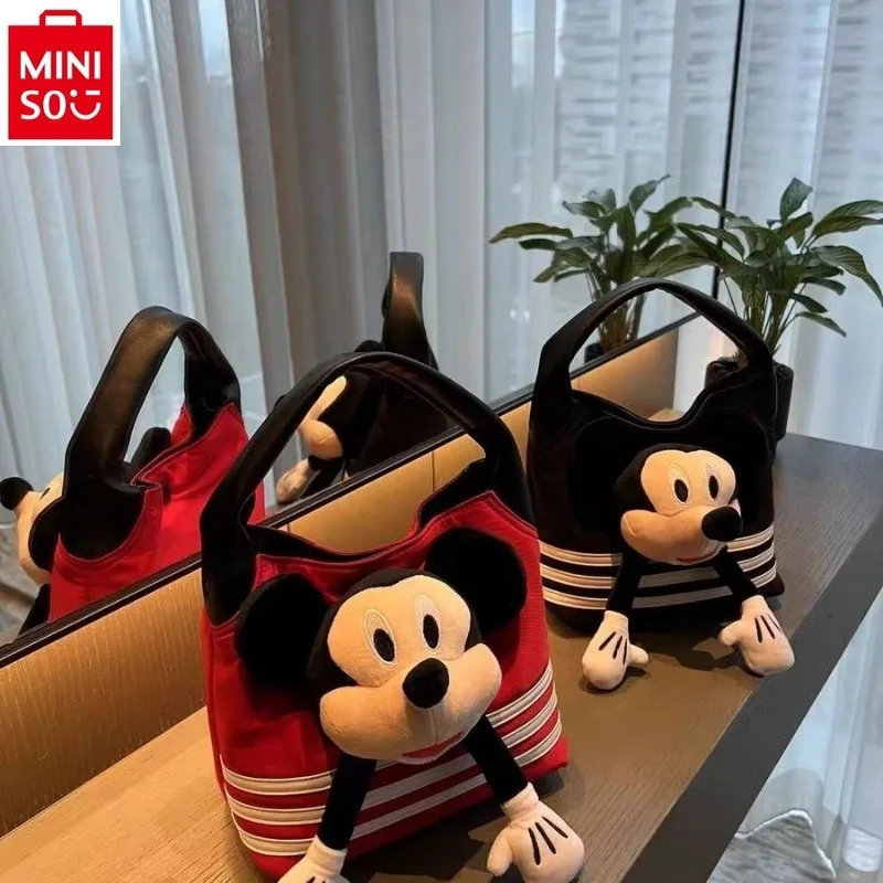 

MINISO Disney Mickey Doll Commuter Underarm Tote Bag Women's Large Capacity Retro Cowboy Versatile Storage Handbag