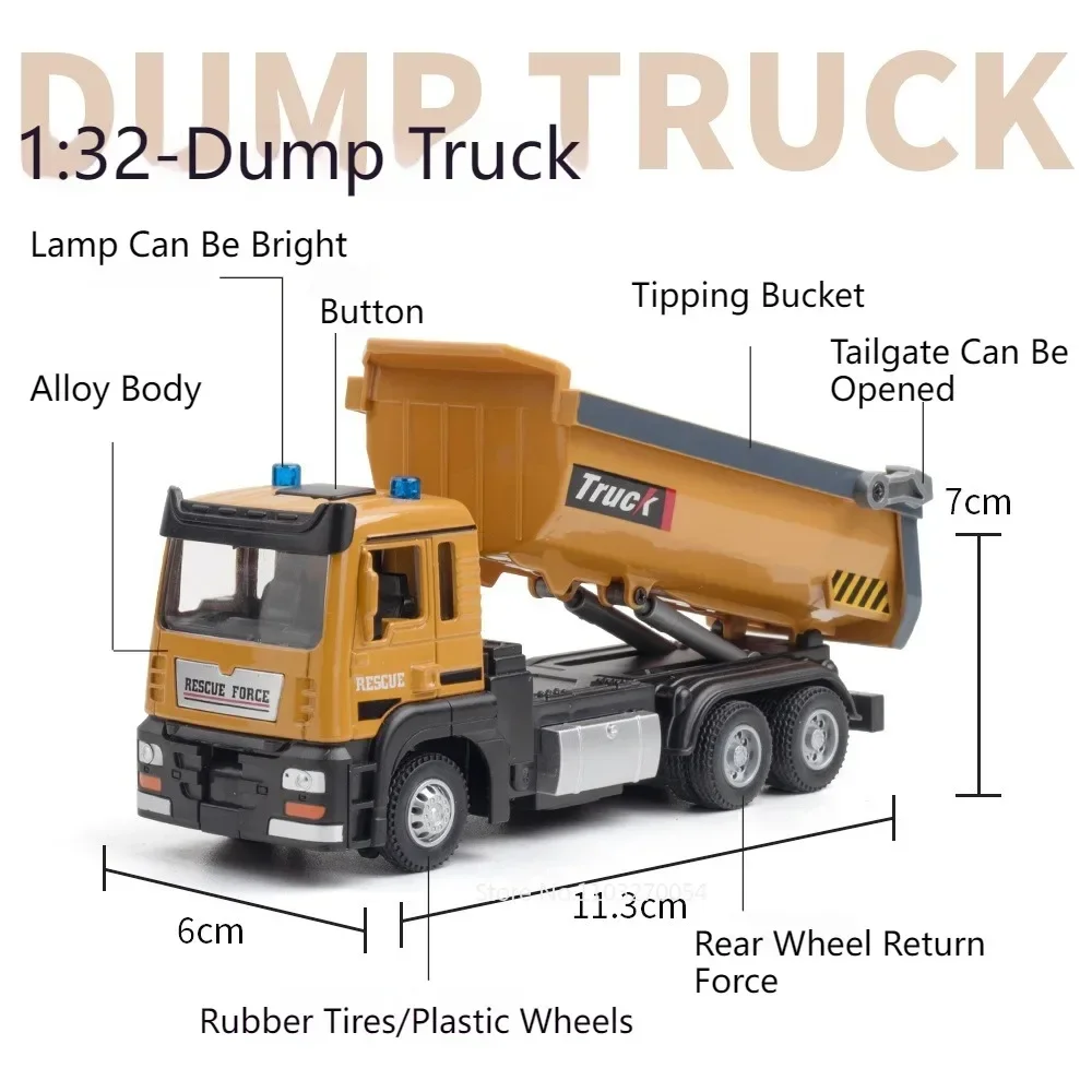 Road Rescue Flatbed Truck Legering Dump Model Diecast Speelgoed Autodeuren Geopend Geluid Licht Trek Voertuigen Leuke cadeaus voor kinderen