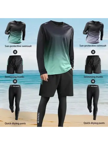 2025 new swimming suit, men's sun-protective long-sleeved and long pants swimsuit.