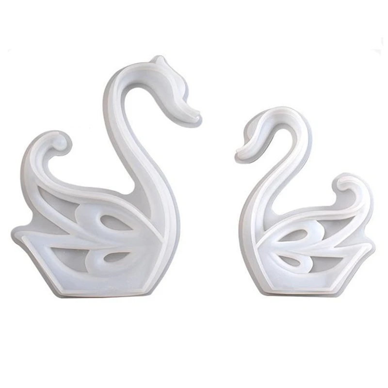 Molde de silicona para decoración de escritorio, accesorio de resina epoxi, espejo de cisne, duradero, 2 piezas