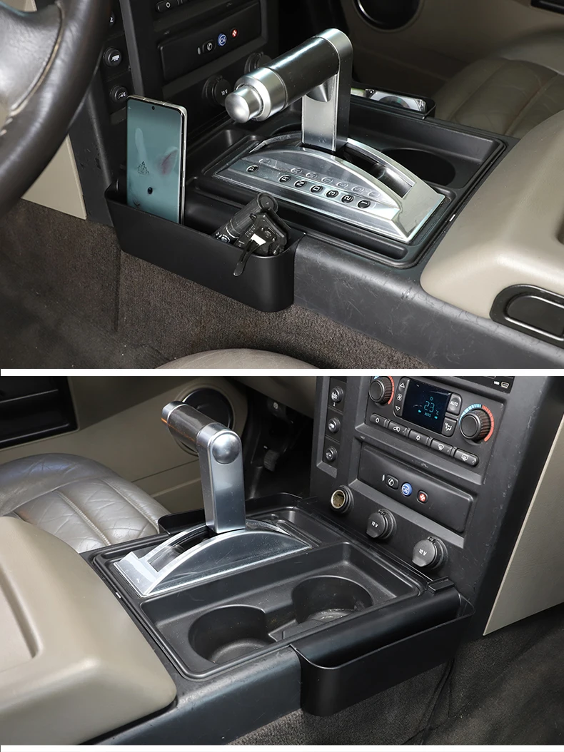 2PCS Black Front Door Storage Box Tray Trim For Hummer H2 2003–2007 – Durable Plastic, Left & Right, Easy Install