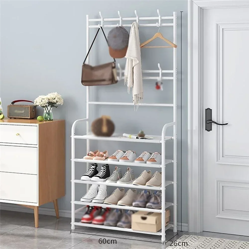 Clothes Hanger Coat Rack Floor Hanger Storage Wardrobe Clothing Drying Racks Hallway Floor Hanger Shelf for Shoes Hat Furniture