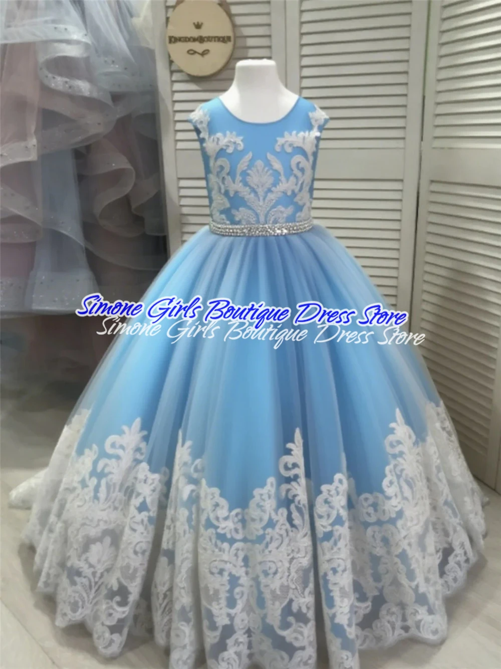 Sleeveless Lace Stitching Sequin Cute Flower Girl Dresses for Wedding Ceremonies Formal Receptions first Communion Party