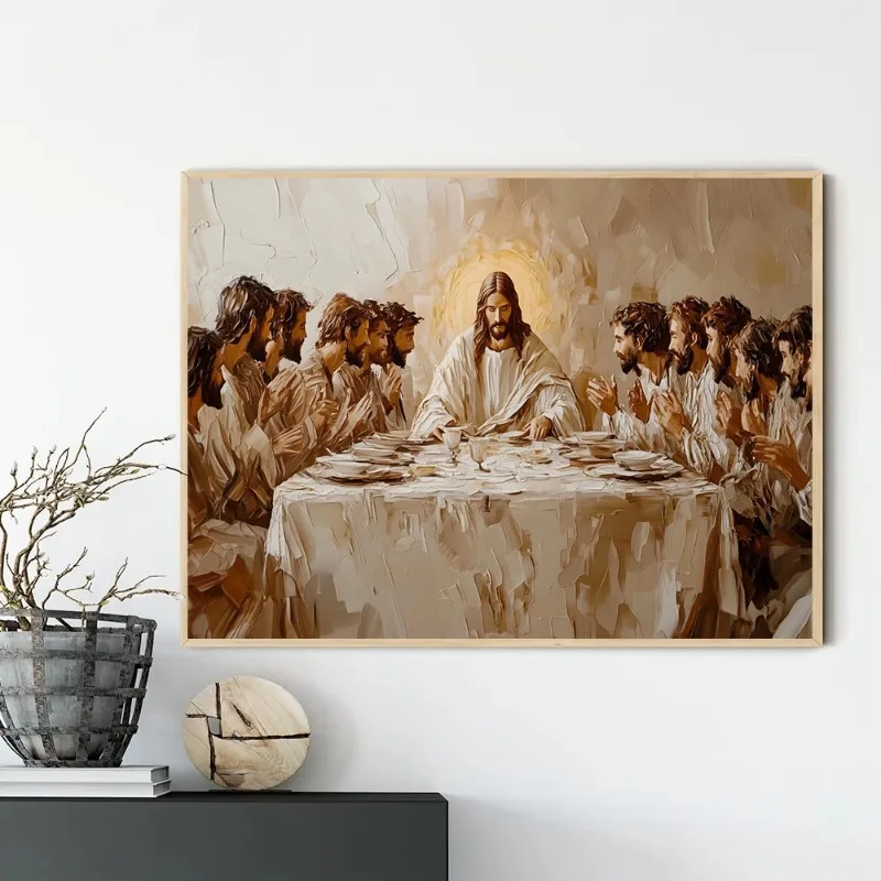 الفن الجداري المسيحي الديني العشاء الأخير جيد سامريتان الراعي قماش طباعة مشاهد الكتاب المقدس ملصق للكنيسة هدية عيد الفصح ديكور