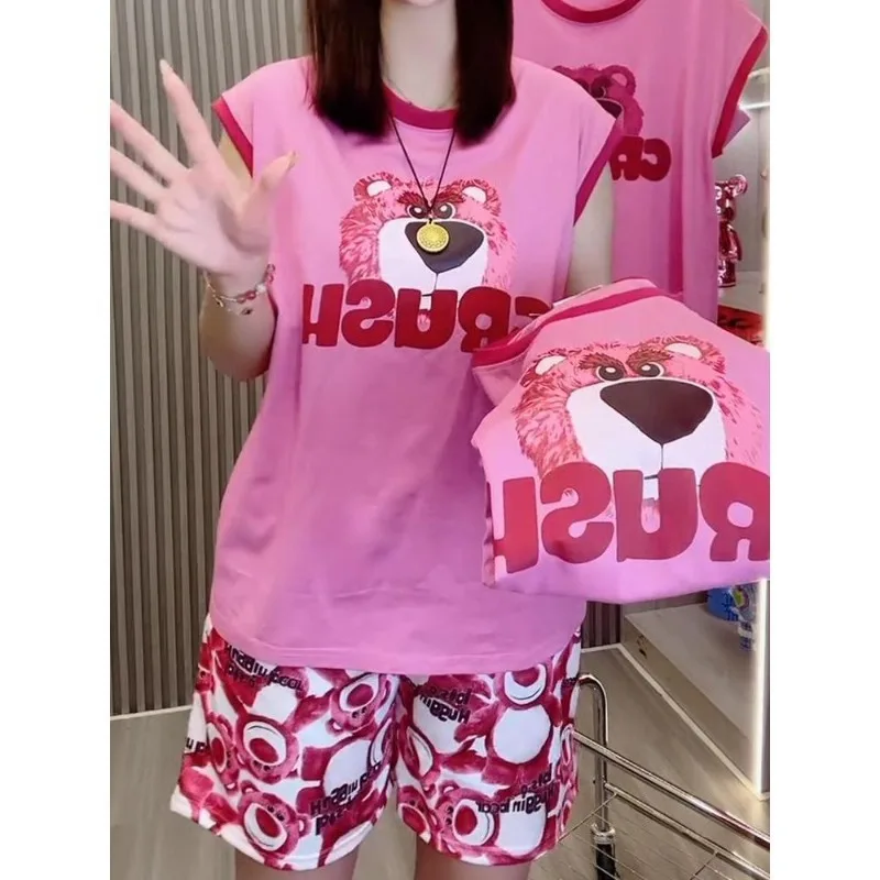 

Аниме Дисней мультфильм периферийные устройства милая домашняя одежда Лотсо женская летняя верхняя одежда пижамы жилет без рукавов шорты комплект из двух предметов