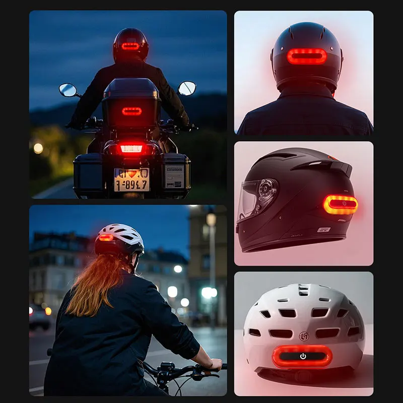 Casco da bicicletta impermeabile IPX4 Luce a LED ricaricabile Fanale posteriore di sicurezza a LED Accessori per motocicli per bici Luce per casco da moto