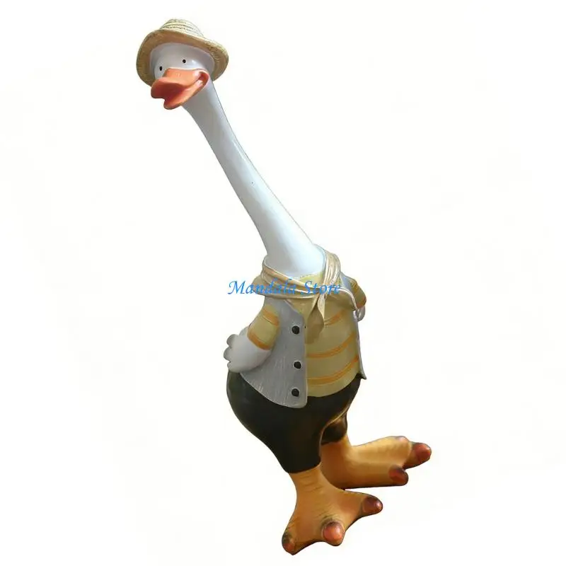 U2JC Artistic Long Neck Duck Sculpture Durability Simulation Resin Animal Statue