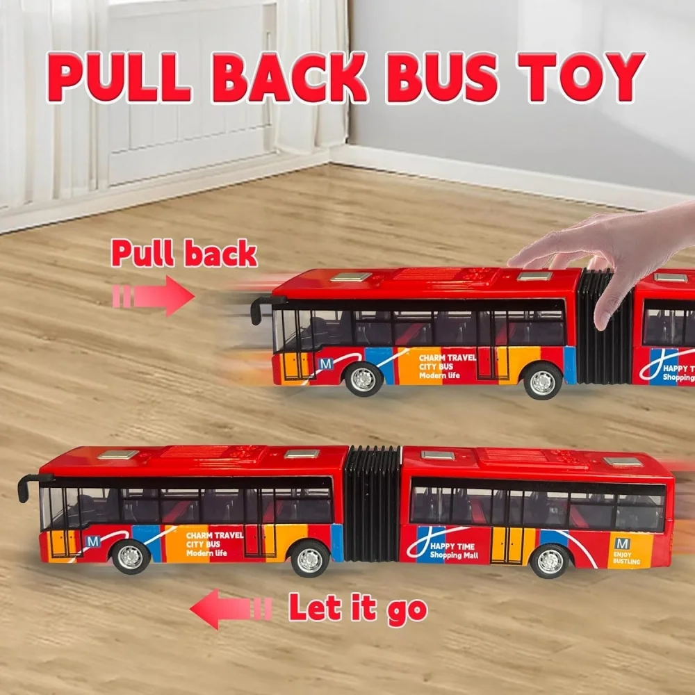 لعبة حافلة المدينة بمقياس 1:64، سيارات معدنية قابلة للسحب للخلف، هدية تعليمية، سيارات تعمل بالاحتكاك، ألعاب للأطفال #2