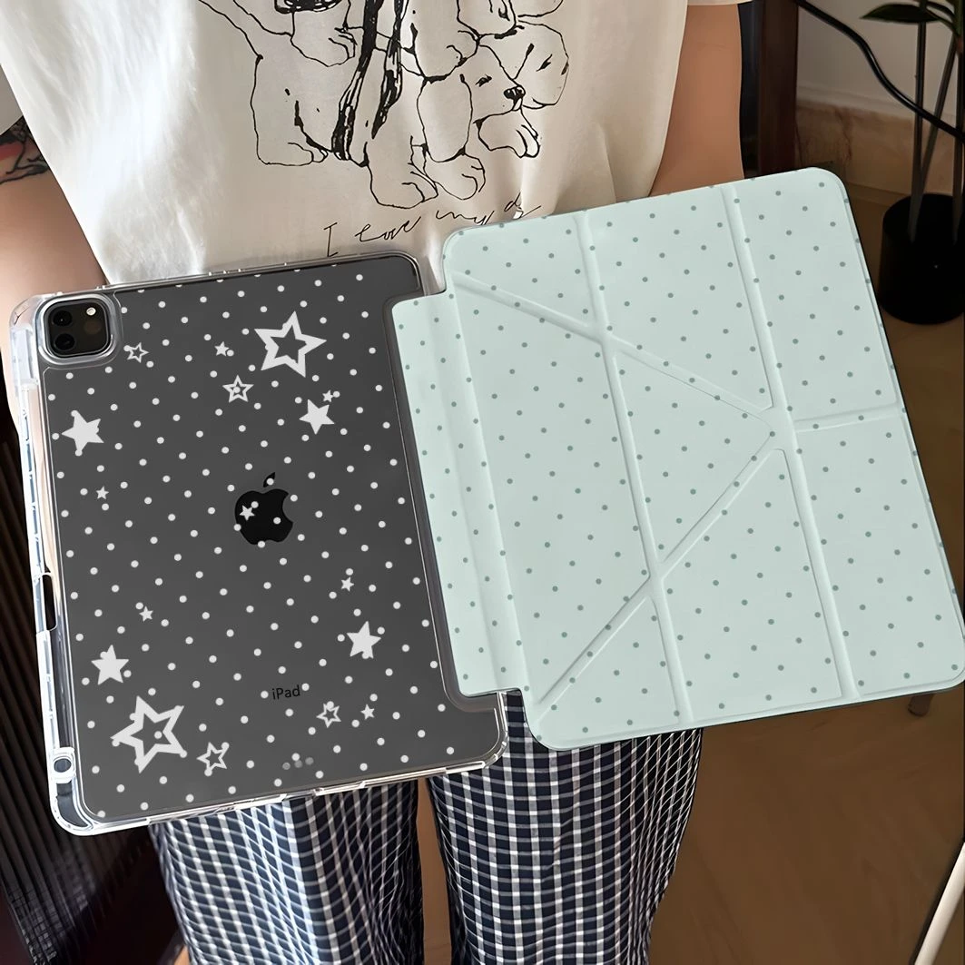 Green Polka Dot Tablet Case For iPad Pro 11 12.9 13 A16 M2 M4 M3 M5 Shell 8.3 9.7 10.2 5/6/7/8/9/10/11th Mini Air 3 4 5 6 Cover
