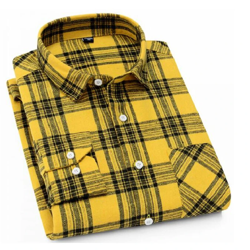 2023 Men Flannel Plaid Shirt Soft Comfort Slim Fit Styles Man Cotton Spring Autumn Casual Long Sleeve Shirts