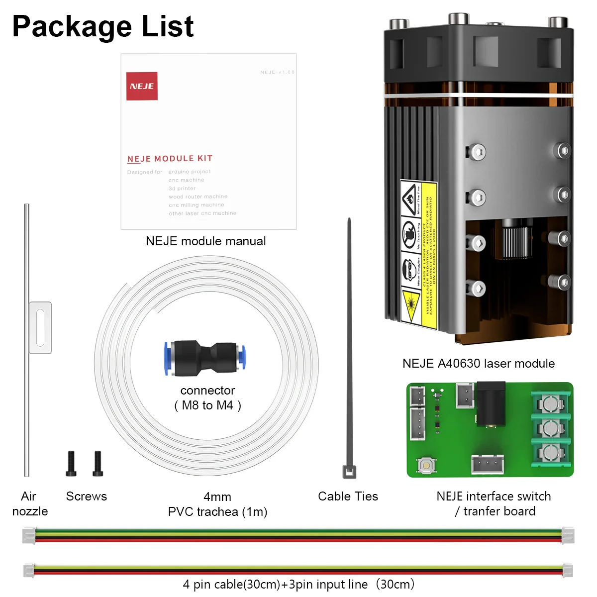 

NEJE A40630 Laser Module Kits 450nm Blue Light TTL Module for Laser Engraver Wood Cutting Smarter Tool