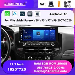 Dla Mitsubishi Pajero V88 V93 V97 V99 2007-2020 12.3 ''Android 12 Octa Core 1920*720 8 + 256G Gps radio samochodowe Autoradio z ekranem