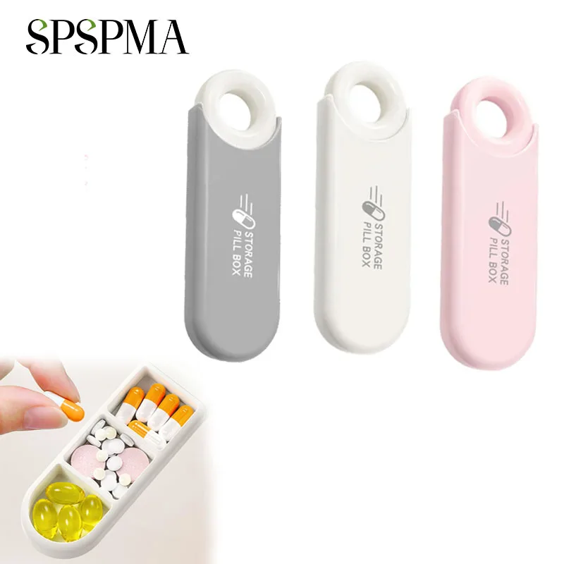1PCS Travel Pill Organizer, 3-Slot Small Pill Case with Slide-Open, Portable Pocket Pill Case with Moisture-Proof Strip