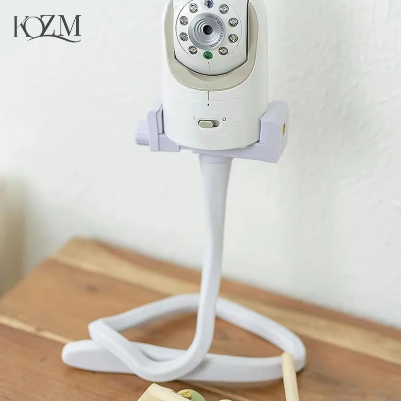 Universal Baby Monitor Holder Longer White Flexible Silicon Baby Camera Stand, Ideal IP Camera Mount Hole-Free Crib Cradle Rod