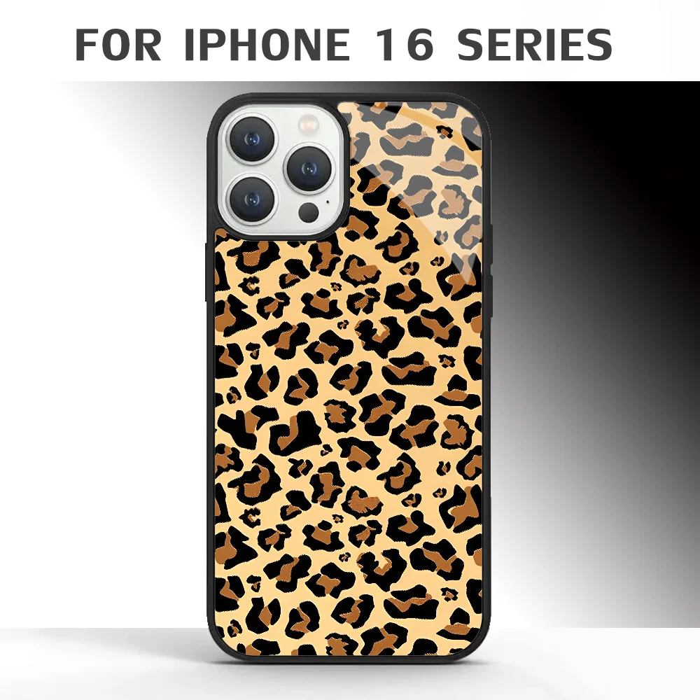 

Natural Leopard Skin Phone Case For IPhone 16 16pro 16plus 16promax Pro Plus Max Mirror Acrylic PC TPU Cover