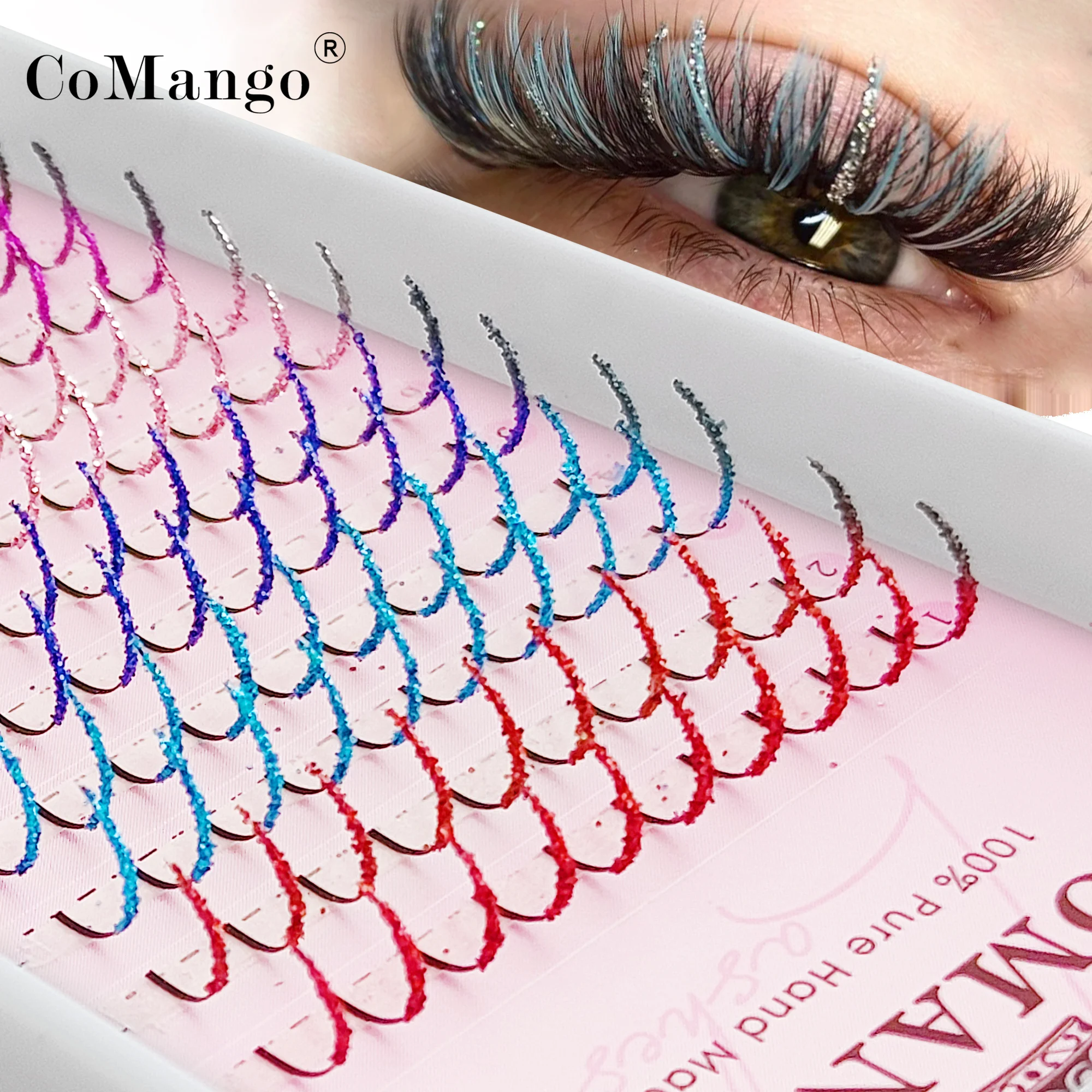 CoMango New Glitter Spike Eyelashes Extensions Party Coloured Wispy Lashes Shiny Russia Volume Individual False Mink Eyelashes