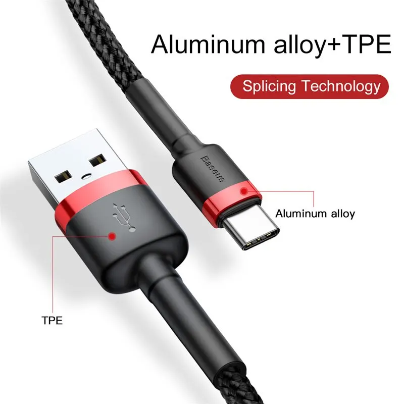 Baseus Cable USB tipo C para Huawei, Honor, Xiaomi, Samsung, super carga rápida, cable de datos y carga 6