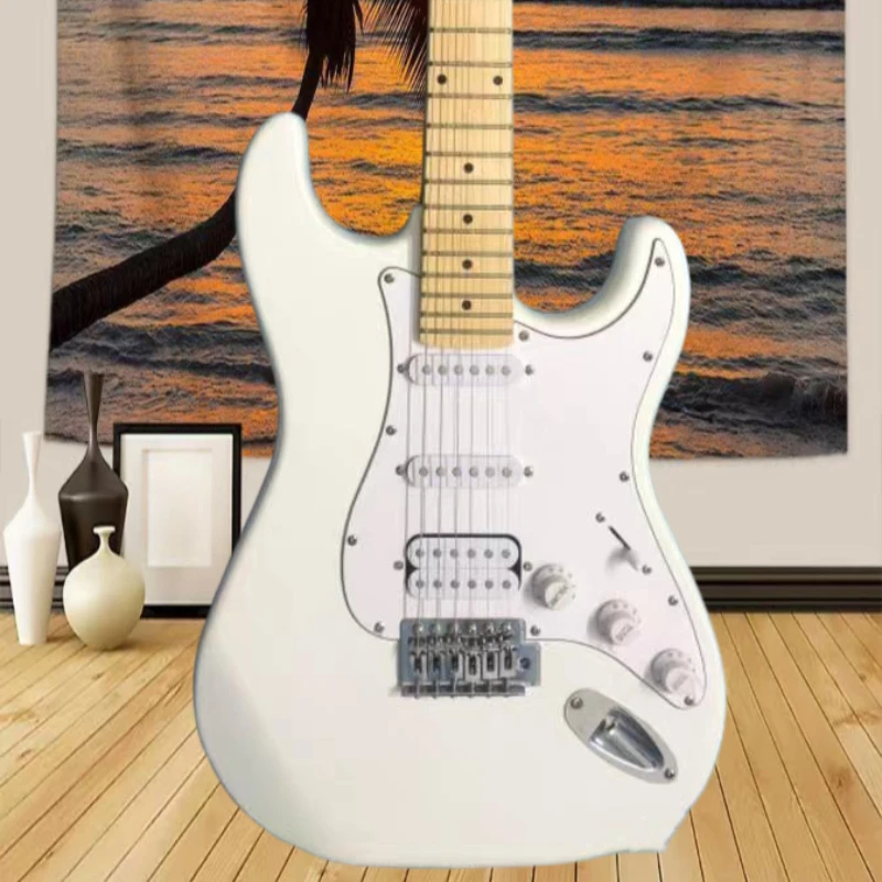 Weiße STSS E-Gitarre mit Ahornhals und Fortune Paulownia Holzkorpus – Kostenloser Versand