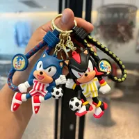 Sonic The Hedgehog Keychain Cute Cartoon Anime Figure Image Tails Shadow Doll Keyring Ornament Key Chain Bag Pendant Kids Gifts