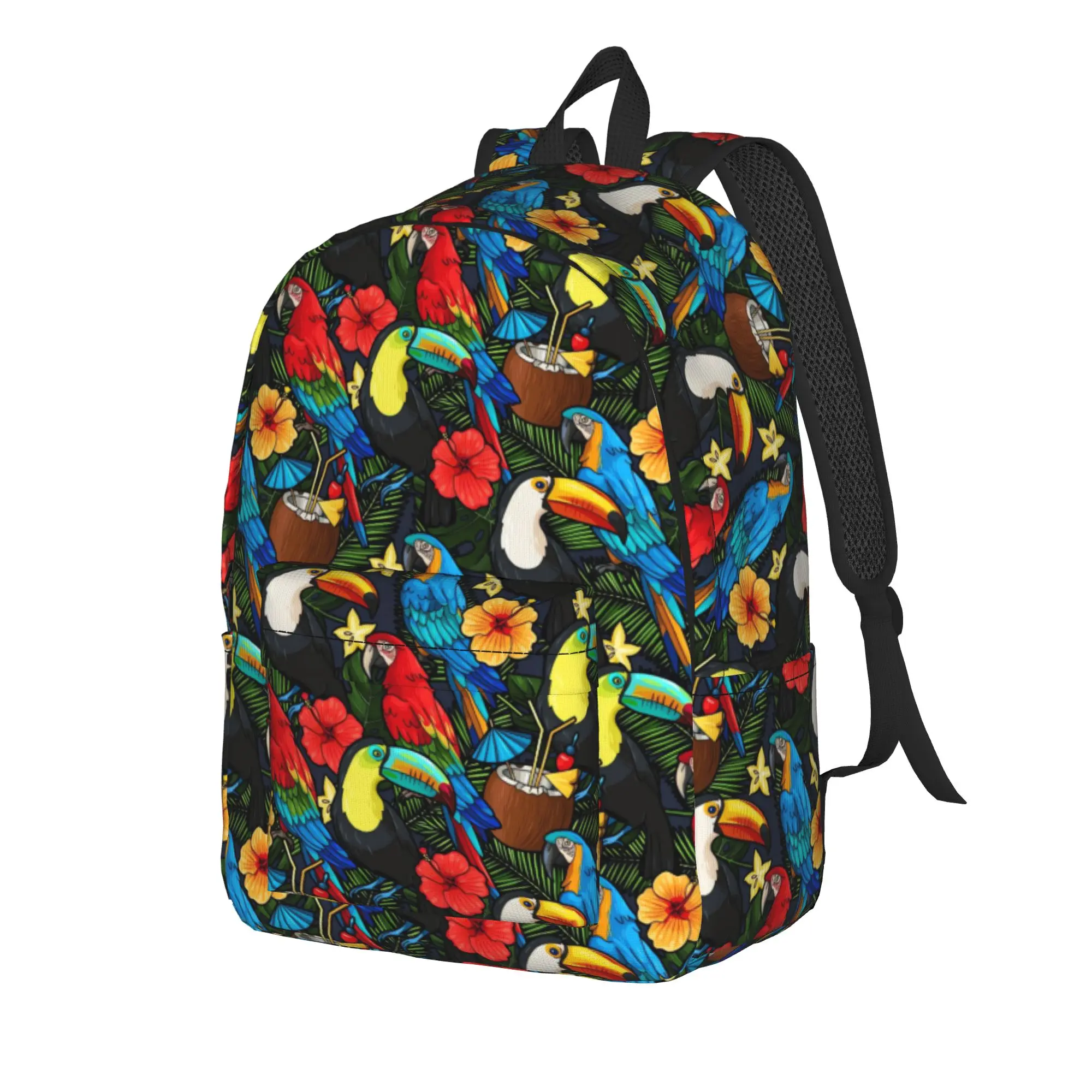Tropical Birds Amp Cocktail    Backpack  Camping Backpacks Youth Funny School Bags Designer Pattern Rucksack