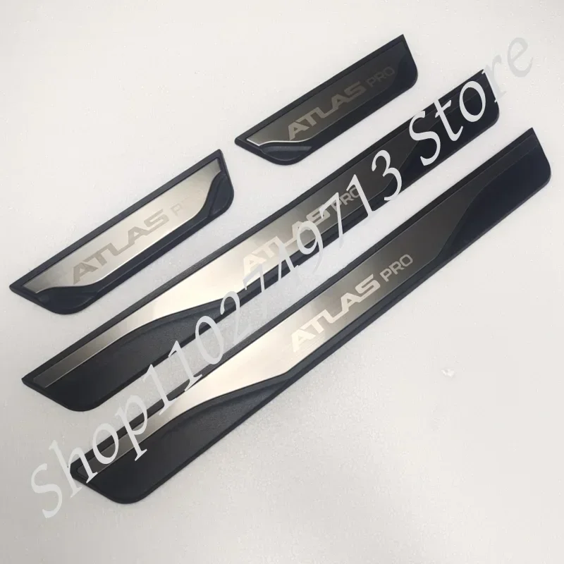 Para geely atlas pro 2023 atlas peitoril da porta do carro placa de chinelo pedal de boas-vindas proteção almofada guarda acessórios do carro aço inoxidável