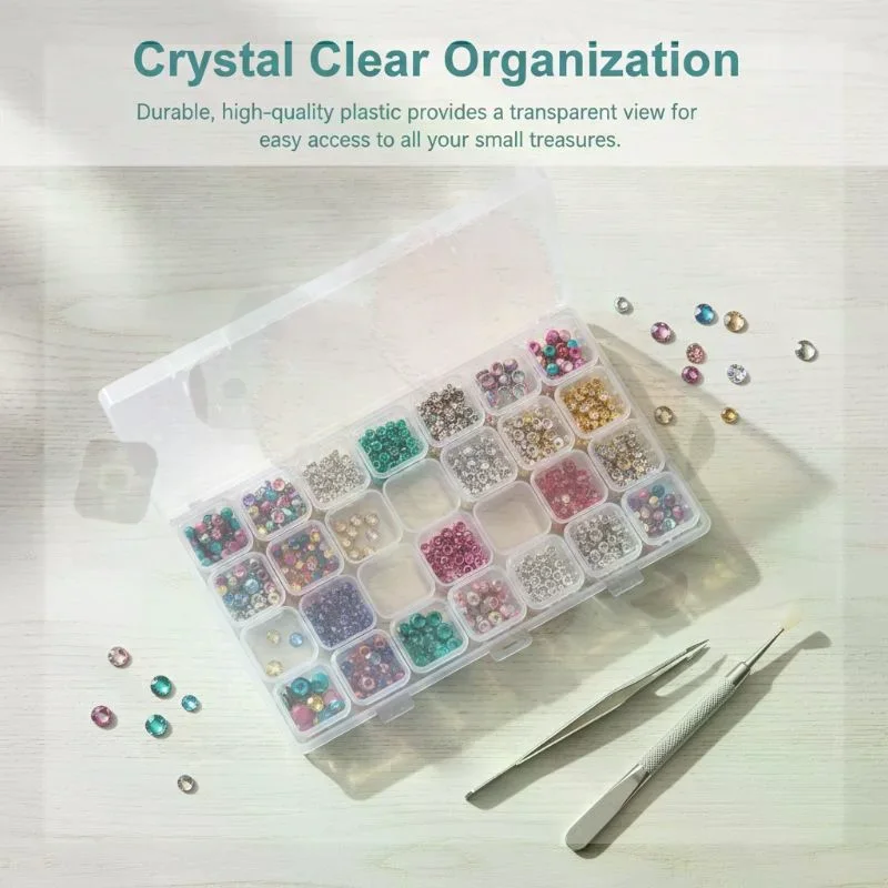 28 Slot Adjustable Compartment Storage Box Clear Plastic Organizer for Jewelry Making Craft Accessories Screws Beads