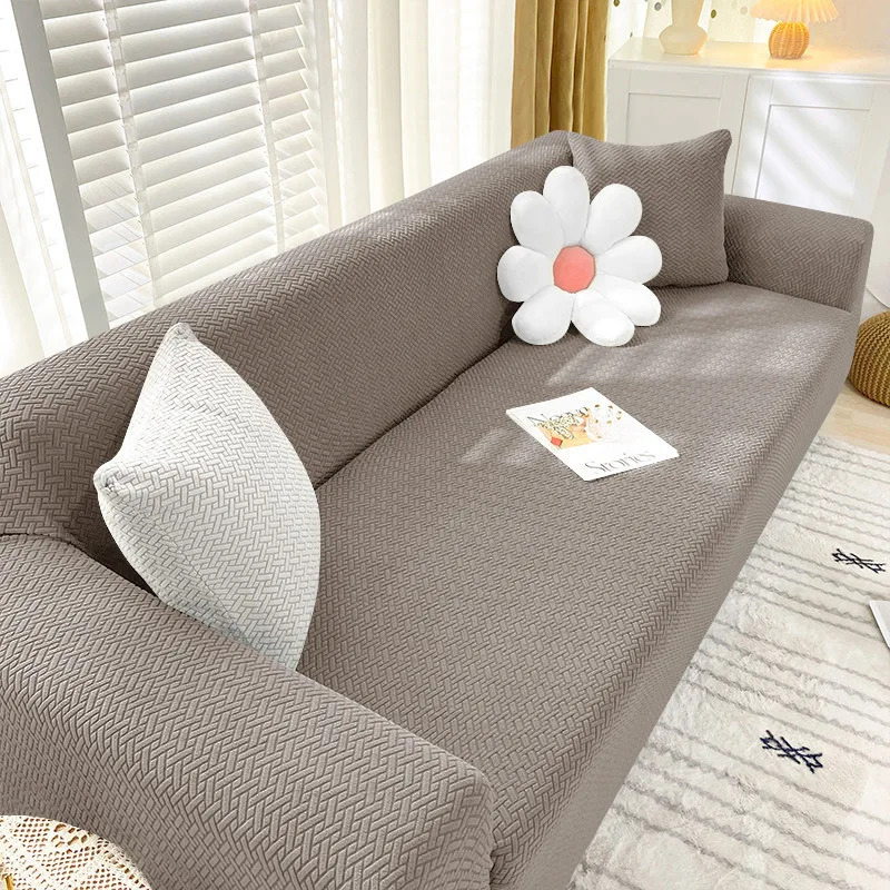 Stretch Jacquard T-Shaped Full Sofa Cover Removable Modular Sectional Slipcover In Multiple Colors Cm Seat Width Sizes Home
