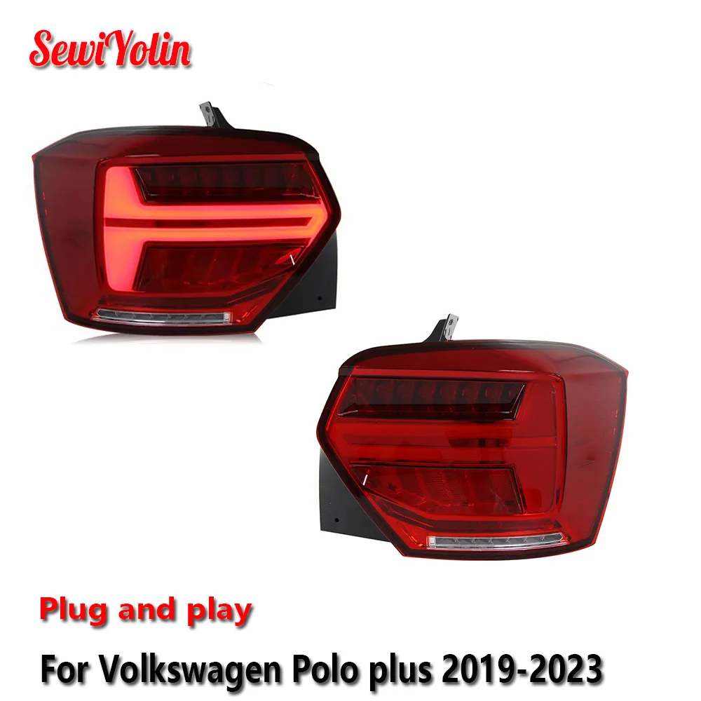 

Car LED Tail Light Accessories For Volkswagen Polo plus 2019-2023 Auto Rear Fog DRL Brake Turn Signal Lamp Plug and Play