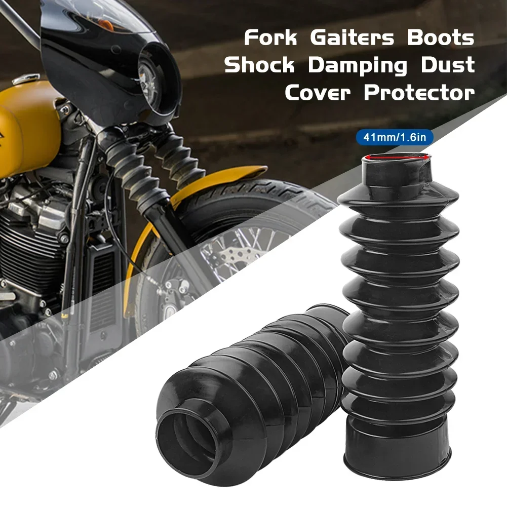 

2Pcs 41mm Universal Motorcycle Fork Boots Gators Covers For Harley Softail FXST Dyna FXDWG FXWG Rubber