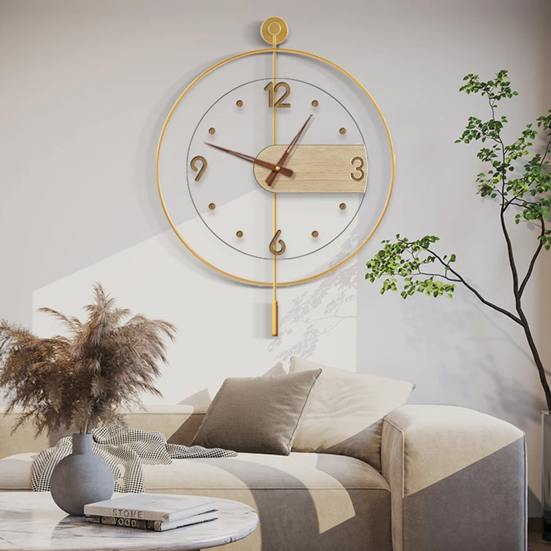 Modern Iron Ring Acrylic Wal Hanging Clock Home Goods Decoration Wall Clock For Living Room Bedroom Aisle Silent Swing Clock