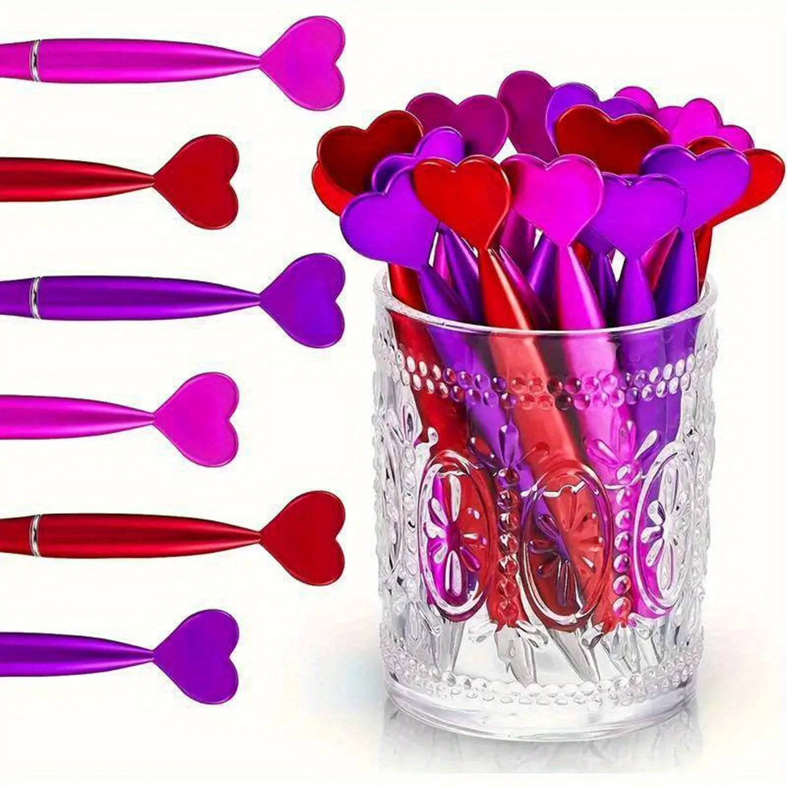 

12 Colored Heart-shaped Ballpoint Pens - Heart-shaped Design Perfect for School, Office, Valentine's Day Gifts, party gifts