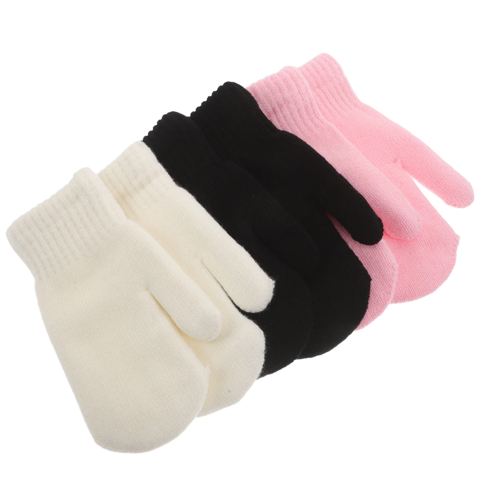 

3Pairs Thermal Mittens for Winter Warm Thick Knit Gloves with Cozy Lining Full Hand Coverage for Skiing Cycling Running All Day