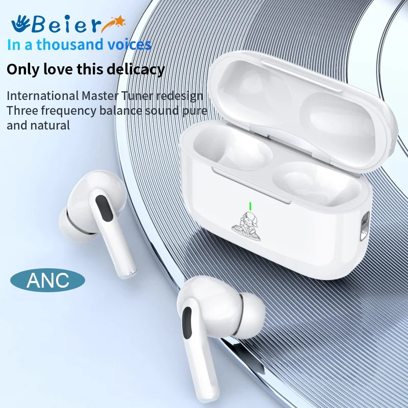 Beier-TWS E17ANC Fones de Ouvido Sem Fio Bluetooth 5.3 Cancelamento de Ruído, Impermeável Esportes Headest, Fones de Ouvido com Microfone