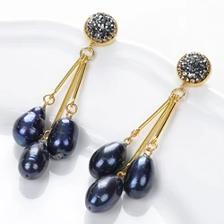 2022 New Arrival Trendy Pearl Long Tassel Dangle Earrings For Women Fresh Water Pearl Water Drop Earring Holiday Wind Jewelry