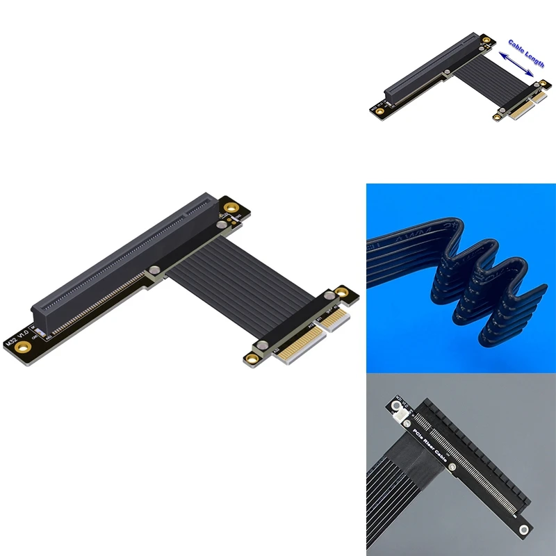 PCI-E 4,0 X4 к X16 Riser Cable Удлинительный кабель для видеокарты PCI Express Gen4 64G/Bps для RTX3090 Rx6800xt Graphics-AT93