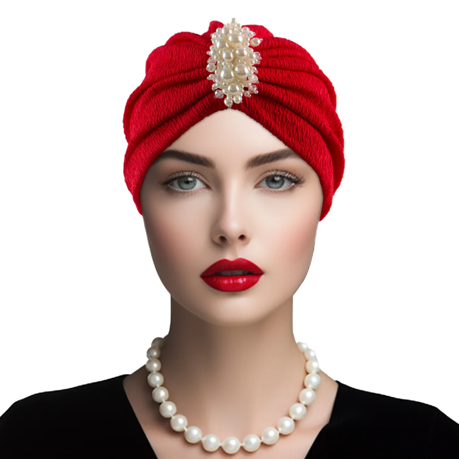 

2025 женский тюрбан с жемчугом и бусинами, химиотерапевтическая шапка, мусульманский хиджаб, индийский платок, головной убор от выпадения волос, капот, повязка на голову, Turbante Mujer