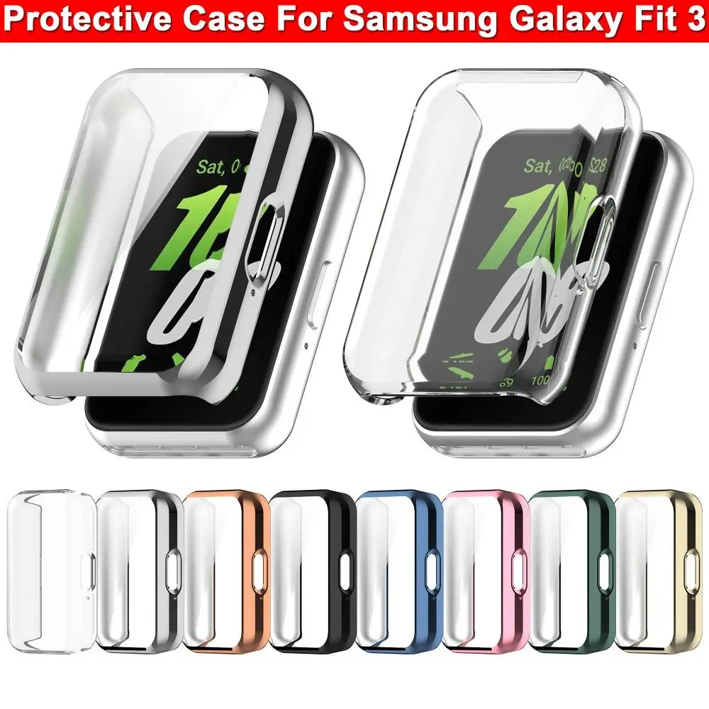 New Full Coverage TPU Case Smart Watchband Screen Protector Soft Bumper Protective Cover for Samsung Galaxy Fit3