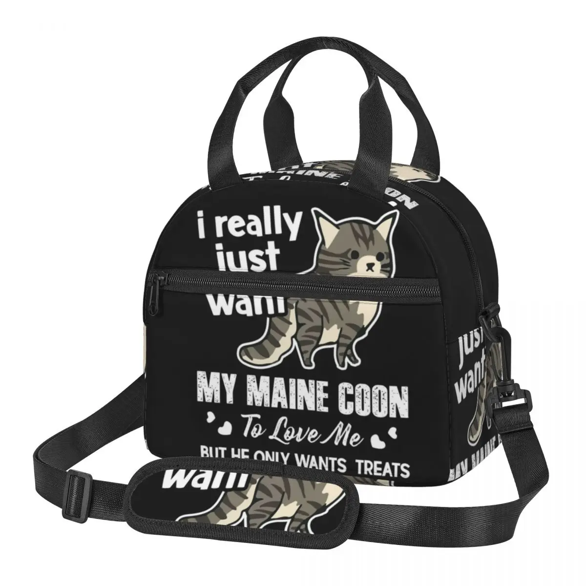 I Just Really Want My Maine Coon Cat Lunch Bags Insulated Bento Box Portable Lunch Tote Picnic Bags Thermal Bag for Woman Work