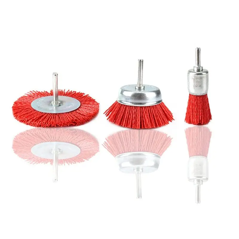 

3 Piece Nylon Filament Abrasive Wire Brush Wheel & Cup Brush Set With 1/4 Inch Shank For Removal Of Rust/Corrosion/Paint-AT30