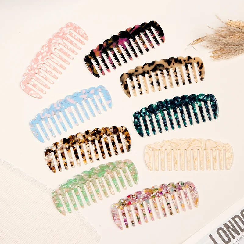 

Multi Colors Vintage Wide Tooth Hair Comb Women Marble Pattern Hair Brush Cute Korean Style Hair Accessories For Girls Gift Idea