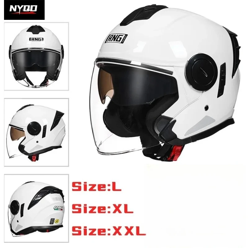 RNG 3/4 Open Face Half Motorcycle Helmet with Headset Scooter E-Bike Delivery Helmets Men Women