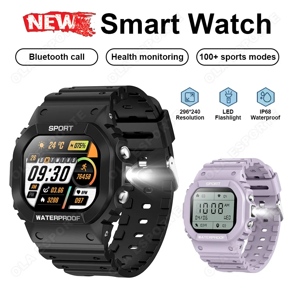 

Smart Watch Flashlight Compass Wireless Call Smartwatch Health Monitoring Multiple Sports Modes Custom Watch Face Sports Watches