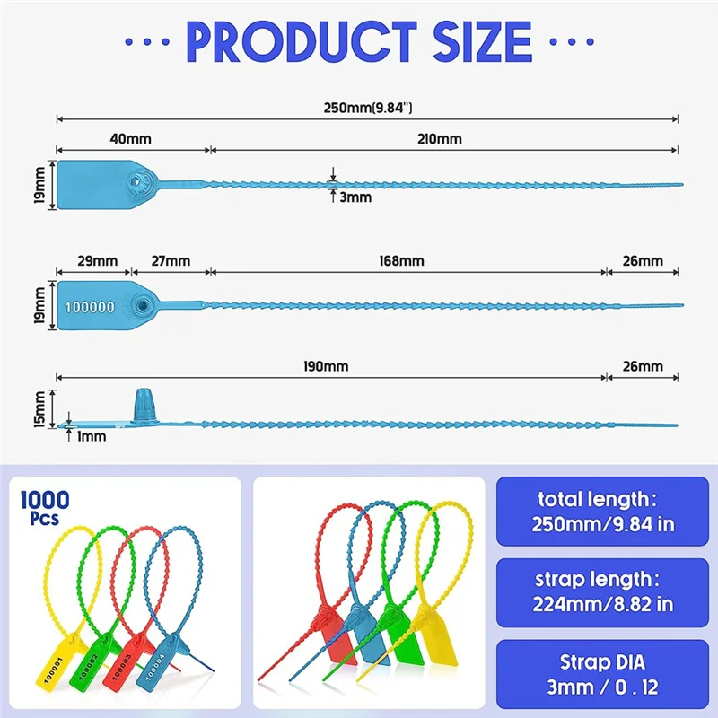 N93R 1000 Pcs Plastic Tamper Seals Fire Extinguisher Tags Security Tags Seals Safety Numbered Zip Ties Labels