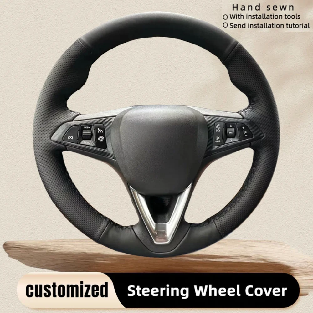 Car Steering Wheel Braid Cover Hand Sewn Leather For Opel Astra (K) Corsa (E) Crossland X Grandland X Insignia Car Accessories